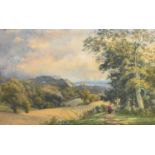 Charles Davidson (1824-1902) Welsh Coastal Landscape with Castle, Probably Harlech
