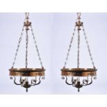 A pair of neoclassical style brass chandelier