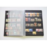 World mix of stamps in burgundy stock book