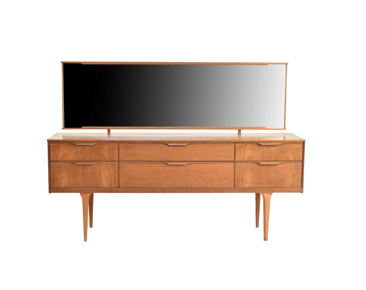 An Austinsuite mid-20th century teak mirror-backed bedroom unit