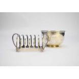 An Irish silver bowl and a silver toast rack