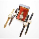 Five Gentleman's gold plated wristwatches including Tissot