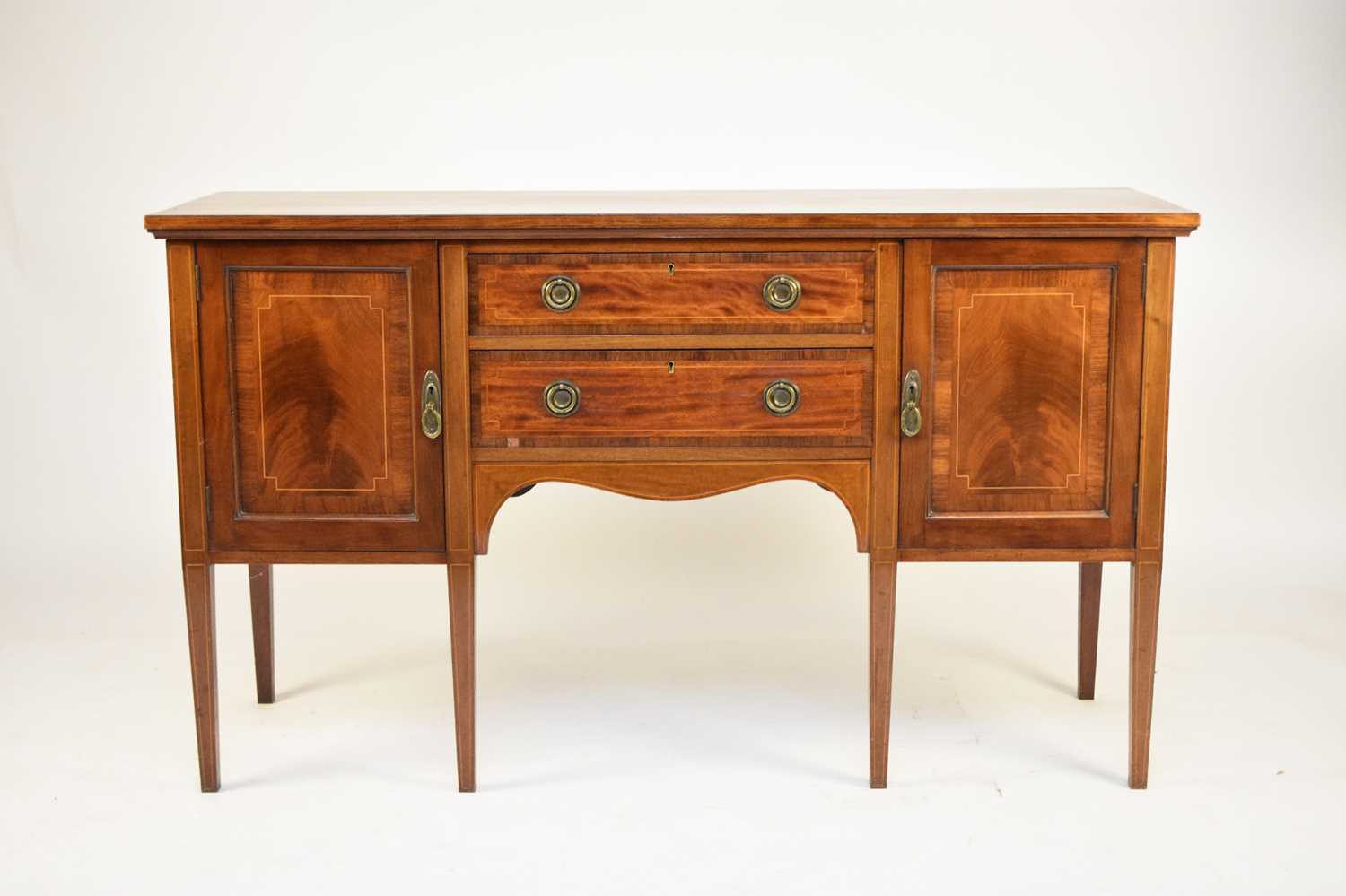 A George III style inlaid mahogany sideboard