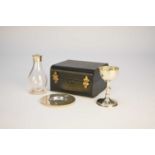 A cased silver travelling communion set