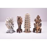 Four Chinese soapstone carvings