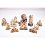 An assembled group of Chinese soapstone carvings