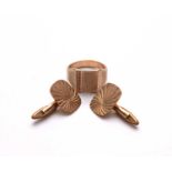 A pair of 9ct gold cufflinks and a 9ct gold signet ring