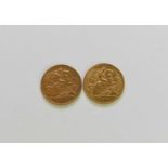 Two George V half sovereigns