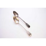 Two George III silver basting spoons