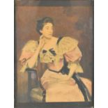 British School (20th century) Portrait of a seated Edwardian Lady in pink dress with lace collar