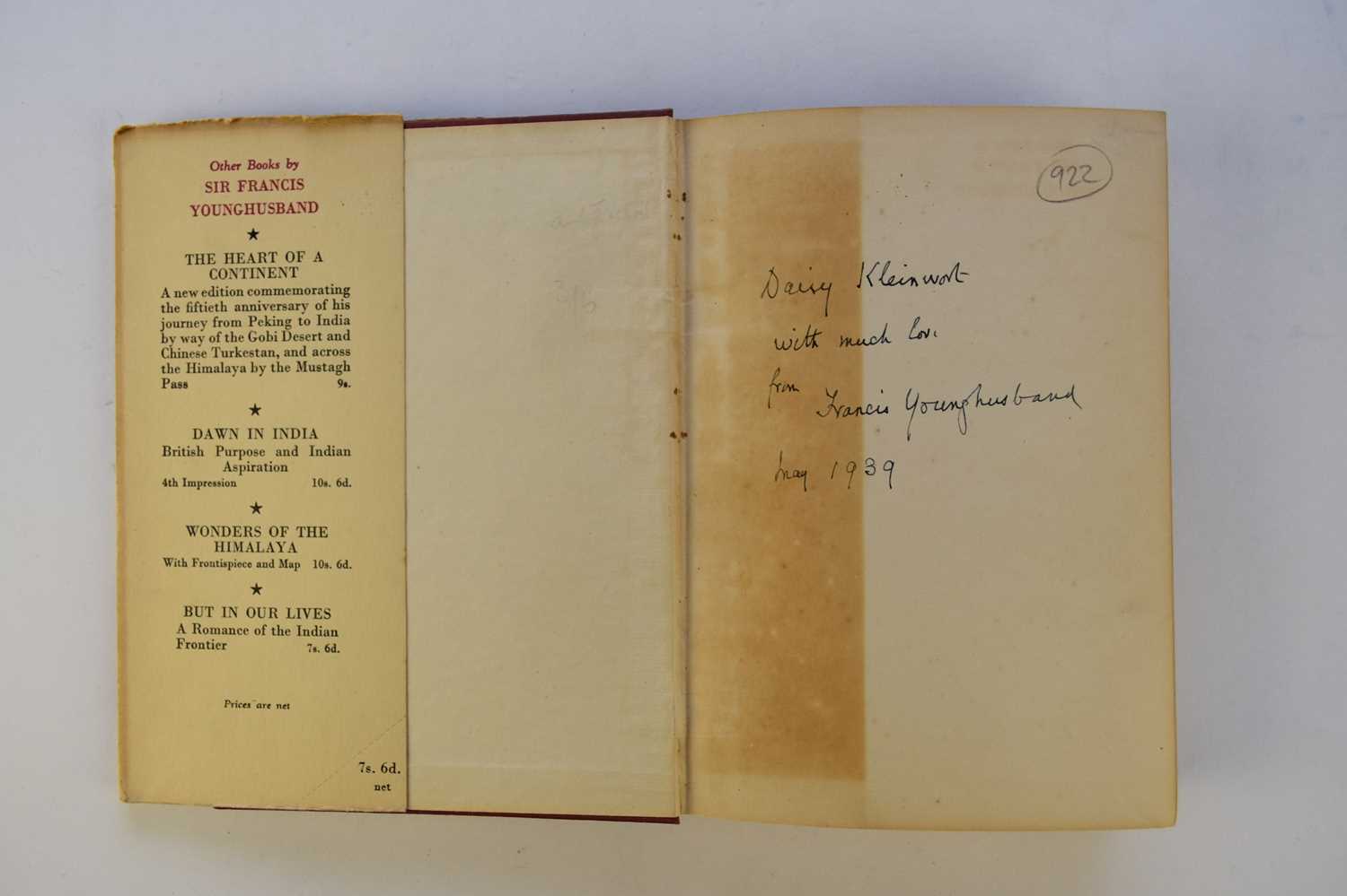 YOUNGHUSBAND, Sir Francis, Wonders of the Himalayas, 1st edition 1924. Presentation copy from the au - Image 4 of 4