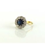 A sapphire and diamond cluster ring