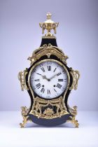 A 19th century Louis XV style ebonised bracket clock and bracket