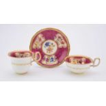 A H&R Daniel 'Second Gadroon' trio of coffee cup, teacup and saucer, circa 1827
