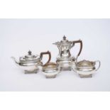 A four piece silver tea service