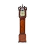 George III inlaid mahogany painted dial longcase clock