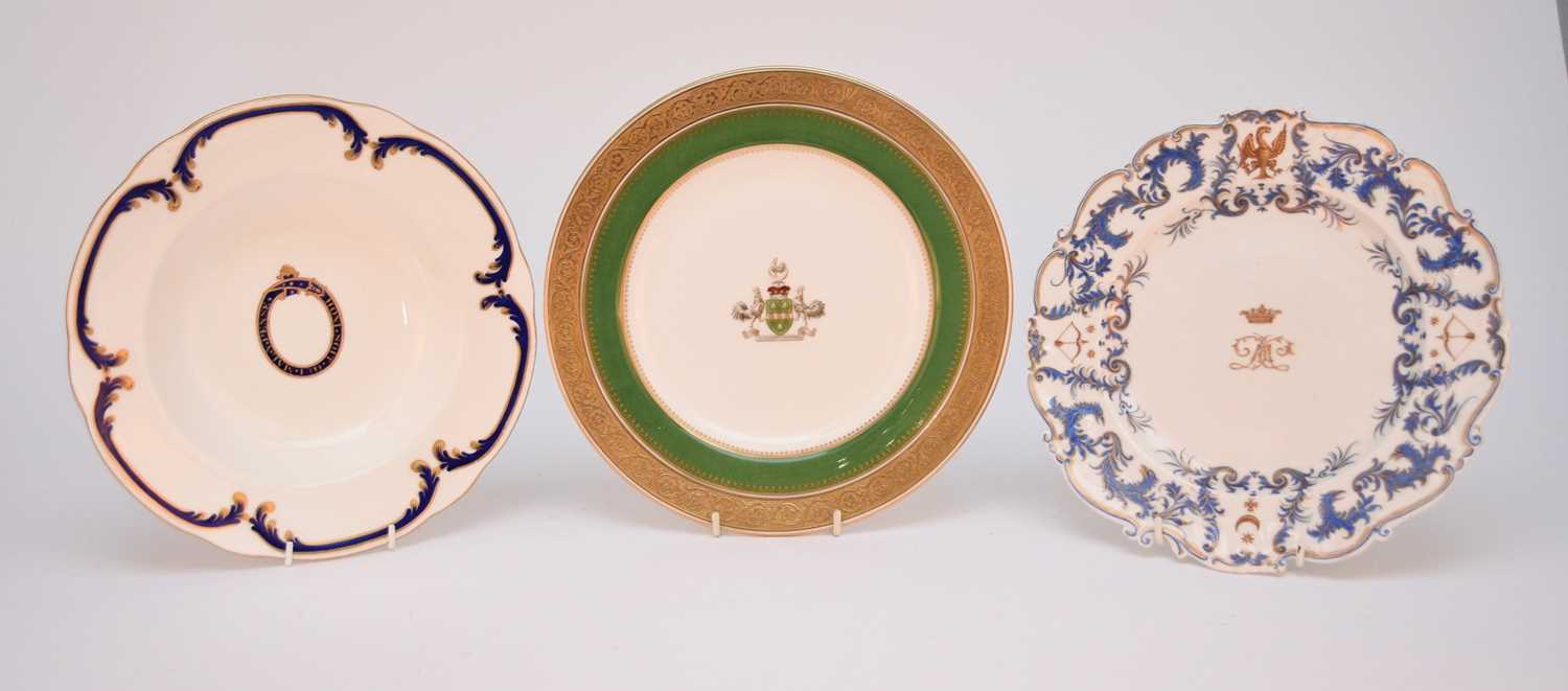 Coalport 'Order of the Garter' Windsor Castle armorial bowl and two other plates
