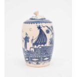 Caughley 'Fisherman' tea canister and cover, circa 1780-85