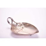 A WMF elecroplated card tray and an art nouveau pewter oval dish