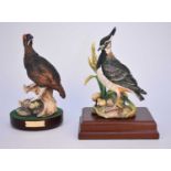 Two Coalport limited edition models of a grouse and a lapwing