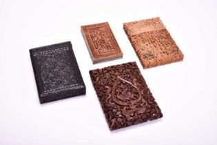 Two Chinese calling card cases and two Indian calling card cases