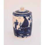 Caughley 'Fisherman' tea canister with matched cover, circa 1785