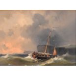 Hermanus II Koekoek (1836-1909) Fishing Boat hauling catch on rough sea