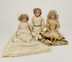 Three German bisque-headed dolls