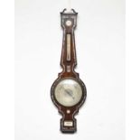 A 19th century inlaid rosewood inlaid banjo barometer