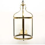 A reproduction brass lantern ceiling light
