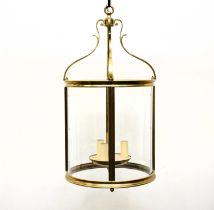 A reproduction brass lantern ceiling light