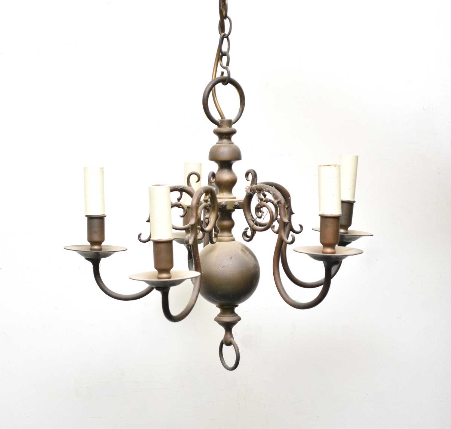 Two Dutch style brass chandeliers - Image 2 of 6