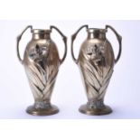 A pair of French art nouveau bronze vases