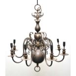 Two Dutch style brass chandeliers