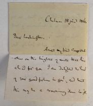 CARLYLE, Thomas (1795-1881) English author. Autograph letter signed. To Vernon Lushington. Chelsea,