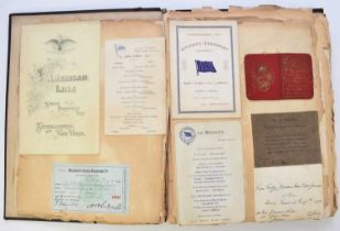 SCRAP ALBUM, circa 1897-1908, including ticket and order of service for funerals of Gladstone and Qu