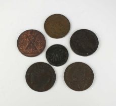 A small collection of Irish and Scottish copper tokens comprising