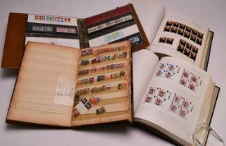 Large box containing 3 x GB FDC albums 1964 - 1985; 3 large Chinese stockbooks with world stamps