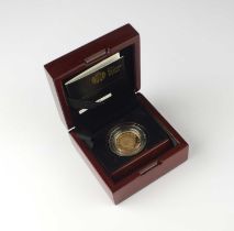 An Elizabeth II Royal Mint gold proof Sovereign dated 2014. Limited edition 2546/7500