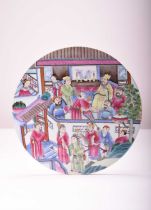 A Chinese famille rose circular plaque, Qing Dynasty, 19th century