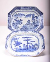 Two Chinese blue and white serving platters, 18th century