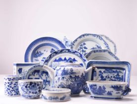 An assembled group of Chinese blue and white porcelain, 18th and 19th century