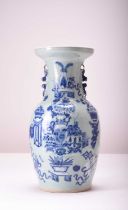 A large Chinese blue and white celadon vase, 19th century