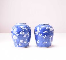 A pair of Chinese prunus blossom vases, 19th century