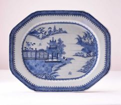 A Chinese blue and white oval platter, 18th century