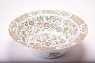 A Chinese Canton famille rose punch bowl, 19th century