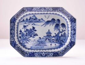 A Chinese blue and white serving dish, 18th century