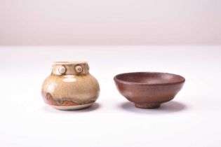 A Chinese 'Hares Fur' teabowl and a small glazed water pot, Song Dynasty