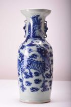 A large Chinese blue and white celadon vase, 19th century
