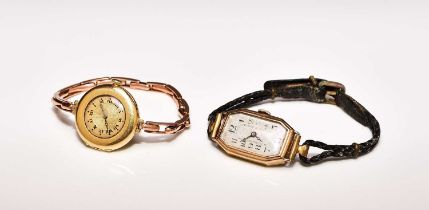 A lady's 18ct and a lady's 9ct gold wristwatches